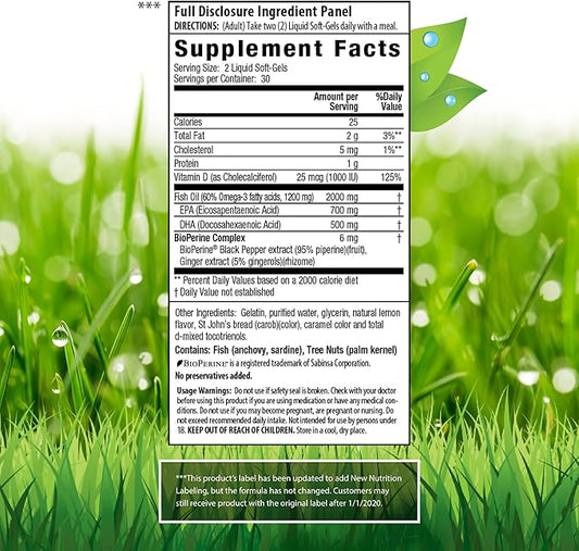 Irwin Naturals Double-Potency Fish Oil 2,000mg Omega-3 EFA's, D3, EPA 60 Liquid