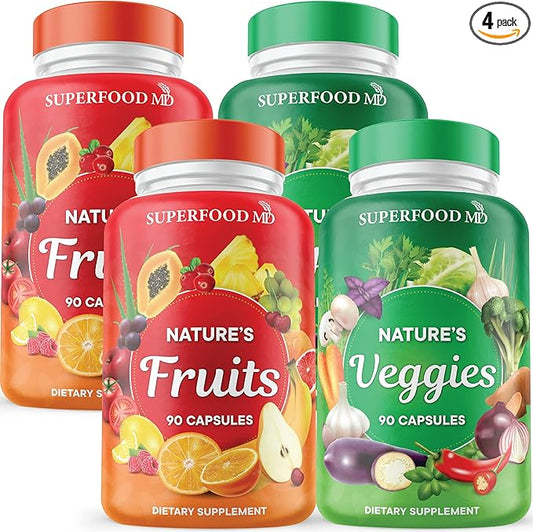 Superfood 180 Fruit and 180 Veggie -100% Whole (90 Count 4)