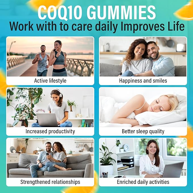 CoQ10 200mg Gummies with Red Yeast Rice & Magnesium Glycinate – Omega-3, Zinc, and Vitamin K2+D3 for Overall Health – Supplements for Adults – 60 Chewable Gummies