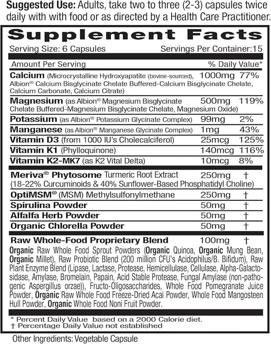 EMERALD LABS Osteo Bone Health - Immune Support & Bone & Joint Supplement with Vitamin D3, K2, Calcium, Magnesium, OptiMSM, Meriva Phytosome & More - 90 Vegetable Capsules