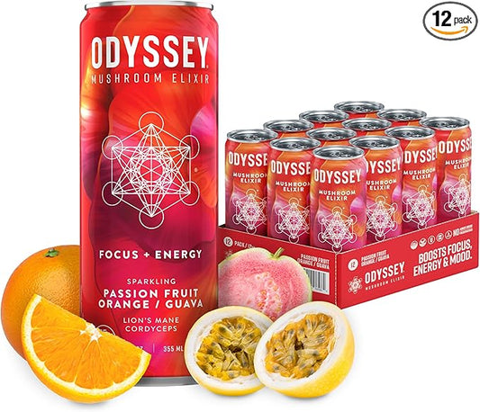 Odyssey Elixir Sparkling Adaptogen Drink, Low 12 Fl 12 Pack