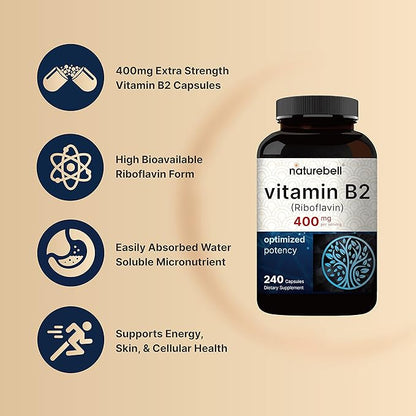 NatureBell Vitamin B2 Riboflavin 400mg Per 240 Capsules