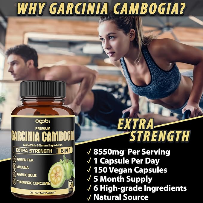 Premium Garcinia Cambogia 20:1 Extract Capsules 8550 mg 1 Pack 150 Caps 5 Months