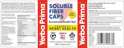 Yerba Prima Soluble Fiber Formula Capsules, 180 Count