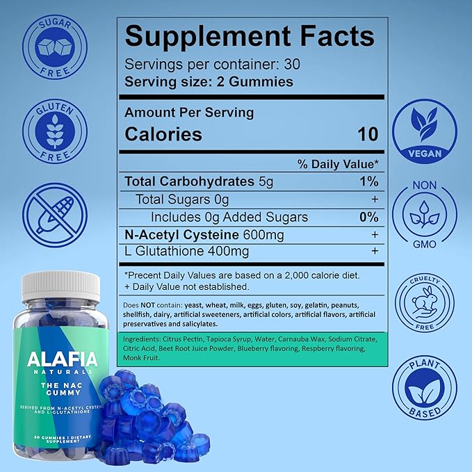 Alafia Naturals Sugar-Free NAC Gummies, NAC 60ct
