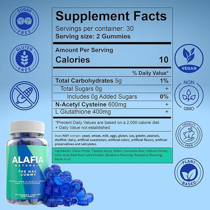 Alafia Naturals Sugar-Free NAC Gummies, NAC 60ct