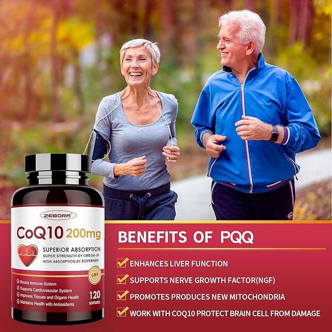 CoQ10-200mg-Softgels with PQQ, BioPerine & Omega-3, 120 Servings Q10(Ubiquinone) Supplement