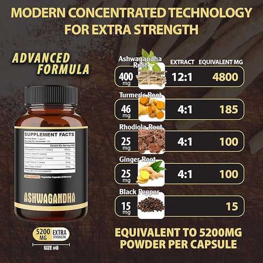 5in1 Premium Ashwagandha Capsules 180 Caps 6 Months