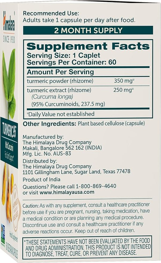 Himalaya Turmeric 95 Supplement with Curcumin/Curcuminoids, 600 mg, 60 Capsules, 2 Pack, 60 Day
