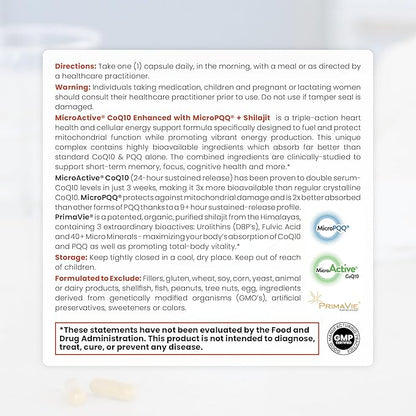 MicroActive CoQ10 Enhanced with MicroPQQ + 60 Veg 2 Month