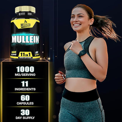 Mullein Leaf Supplement with Panax Ginseng 60 Capsules 11in1 Support
