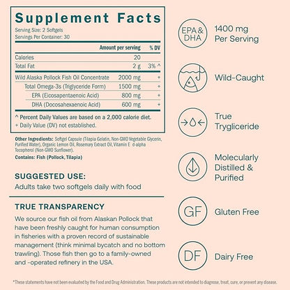 True Grace Omega-3 Fish Oil 60 Softgels 1400 mg