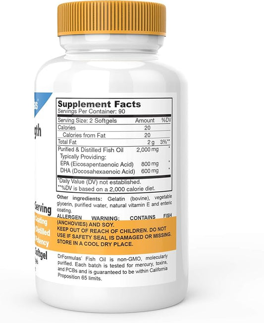 DrFormulas 2000mg Triple Strength Omega 3 180 Burpless