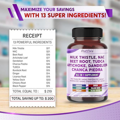 Milk Thistle 12000mg NAC Beet Root 4000mg Artichoke 2000mg Dandelion 1500mg -