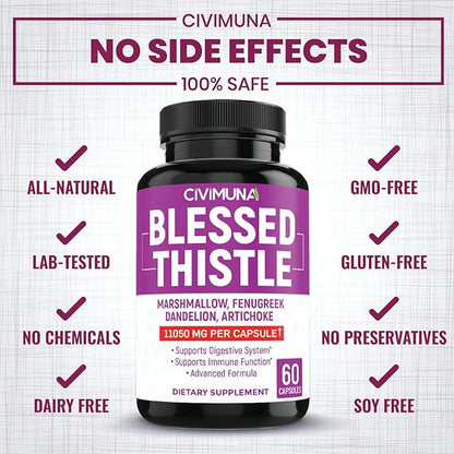(2 Packs) Organic Blessed Thistle Capsules 11050mg 4 Months