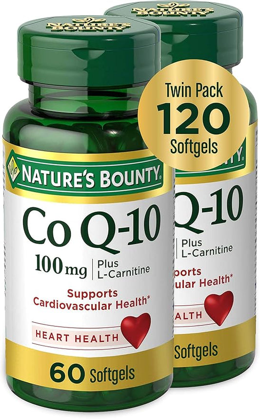 Nature's Bounty CoQ10 100mg Plus L-Carnitine, 120 Softgels