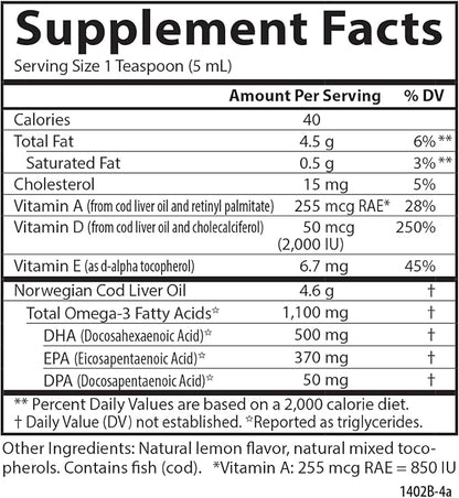 Carlson - Super D Omega-3, Wild-Caught 2000 IU (50 mcg) D3, 1100 1100 mg Omega-3s, Sustainably 250 ml