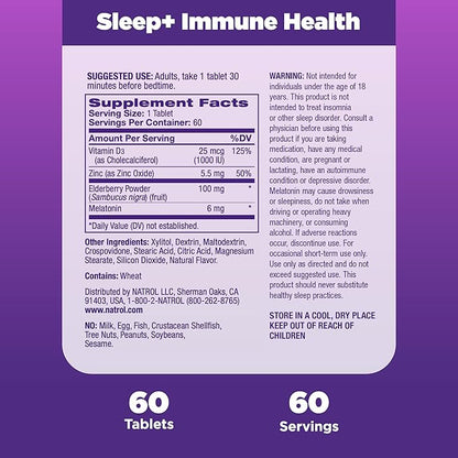 Natrol Sleep + Immune Health Melatonin 6mg with 60 Mixed 60 Day