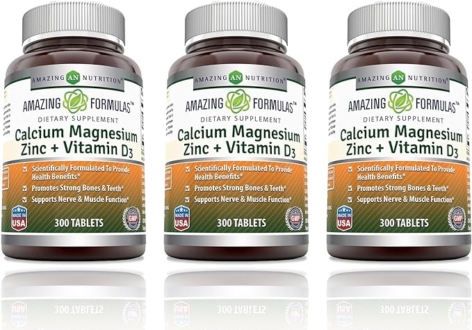 Amazing Formulas Calcium Magnesium Zinc D3 Supplement (300 Count 3 Pack)