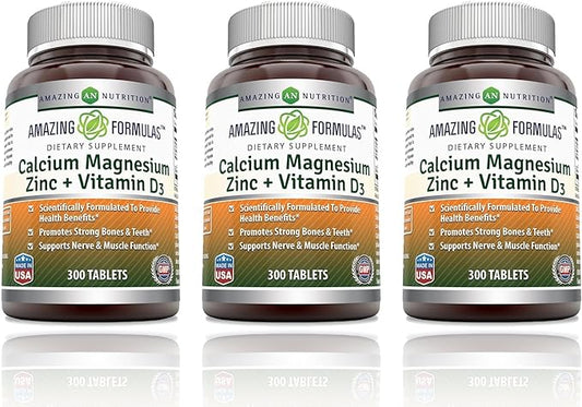 Amazing Formulas Calcium Magnesium Zinc D3 Supplement (300 Count 3 Pack)