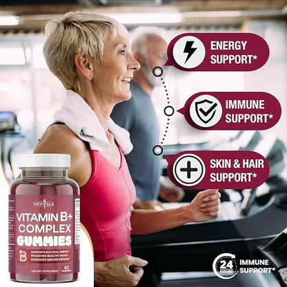 NEW AGE Vitamin B Complex Gummies B3, B5, B5, B6, B6, B7, B7, B9 B9 & B12 – (120 Count 2))