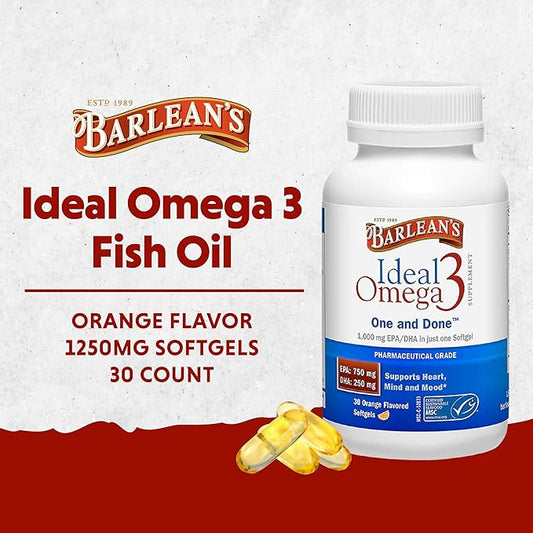 Barlean's Ideal Omega 3 Fish Oil 1,000 mg 30 ct