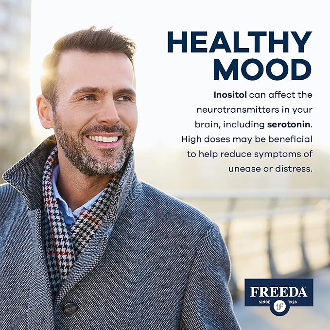 FREEDA Inositol Powder from Myo-Inositol - Hormone Balance for Women - PCOS Supplements for Women - Vitamin B8 Conception, Fertility Support - Myoinositol for Mood Improvement in Men & Women - 4 oz