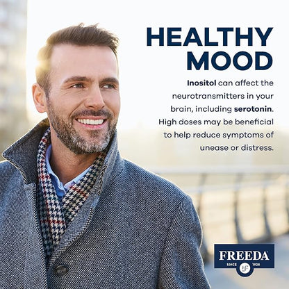 FREEDA Inositol Powder from Myo-Inositol - Hormone Balance for Women - PCOS Supplements for Women - Vitamin B8 Conception, Fertility Support - Myoinositol for Mood Improvement in Men & Women - 4 oz