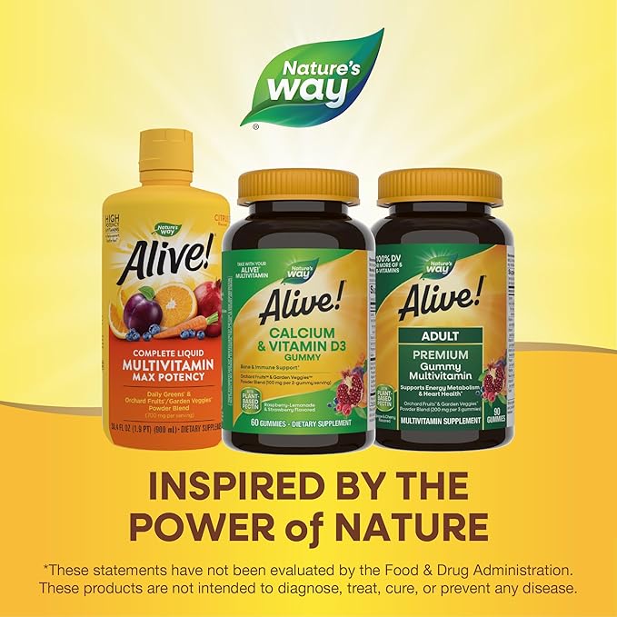 Nature's Way Alive! Daily Calcium & D3 Gummies, 60 Gummies