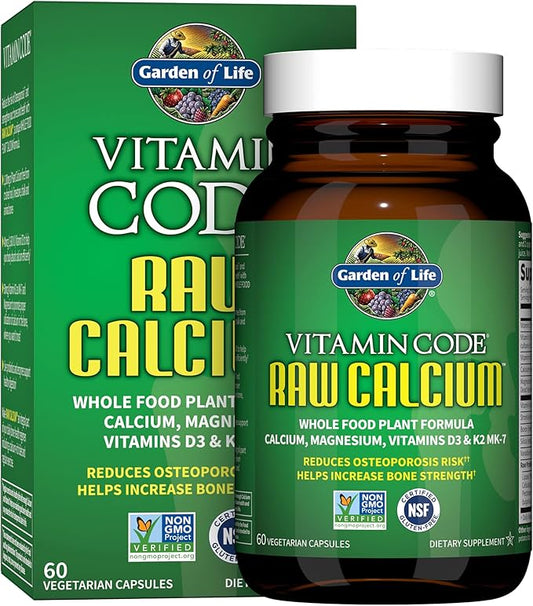 Garden of Life Raw Calcium Supplement K2, Vitamin D3 and 60 Capsules