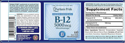 Puritan's Pride Vitamin B-12 Helps Convert 5000 Mcg 60 Count 1)