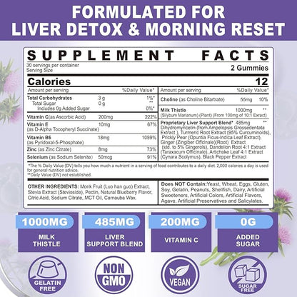Liver Cleanse Detox & Repair Gummies, 1000mg (80% (80% Silymarin), 120Cts