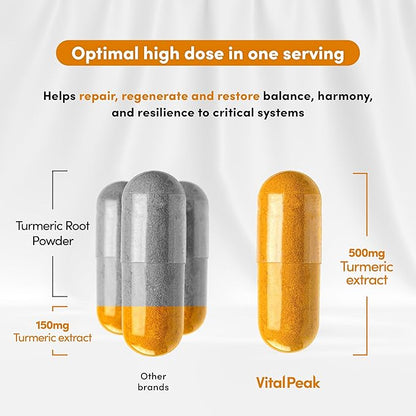 Turmeric Curcumin with Black Pepper 500mg Extract 95% Curcuminoids 60 capsules