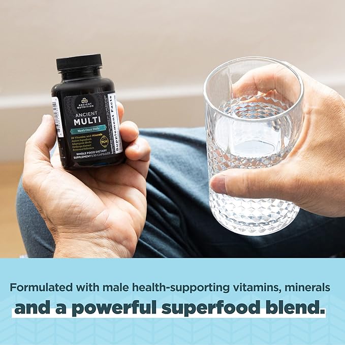 Ancient Nutrition Multivitamin for Men, Ancient 30 Ct, K2, Fenugreek