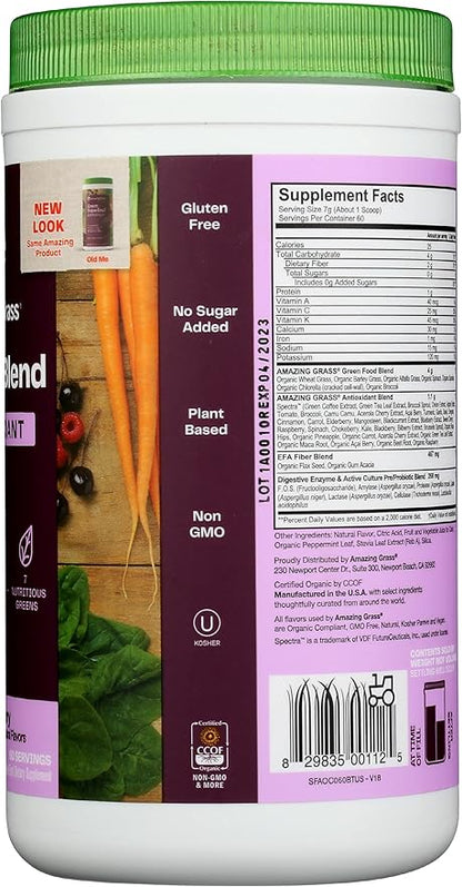 Amazing Grass Greens Superfood Antioxidant: Greens Powder with Organic Spirulina, Beet Root Powder, Elderberry & Probiotics, Sweet Berry, 60 Servings (Packaging May Vary)