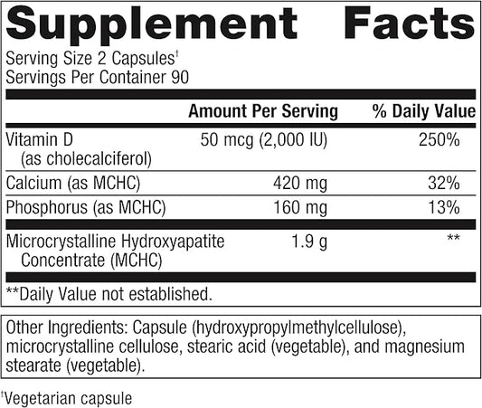 Metagenics Bone Builder Plus - MCHC Supplement - High-Absorption - 2000 IU Vitamin D - with Calcium & Phosphorus - Non-GMO & Gluten-Free - 180 Capsules