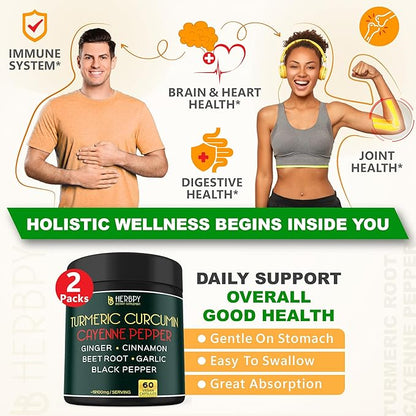 2 Packs Turmeric Curcumin with Cayenne 7in1 Supplement