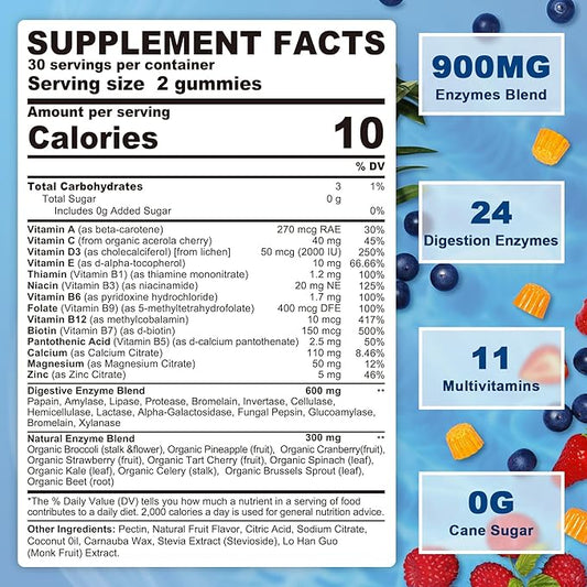 1Pack Digestive Enzymes Supplement Gummies 24 Most