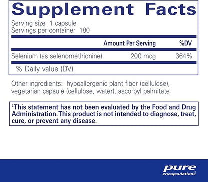 Pure Encapsulations Selenium 200 mcg 180 Capsules