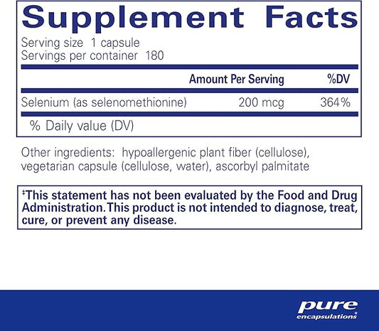 Pure Encapsulations Selenium 200 mcg 180 Capsules