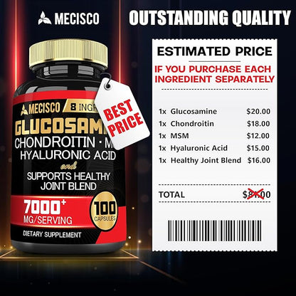 7000mg Glucosamine Chondroitin MSM with Immune 100 Capsules