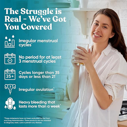 Regulate Cycle Support – Hormone Balance for Women at Optimal 40:1 Myo-Inositol & D-Chiro Inositol – PCOS Supplement for Period Consistency, Menstrual & Ovulation Support – 90 Vegan Capsules