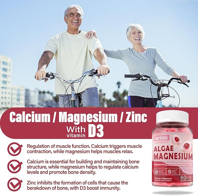 Sugar Free Calcium Magnesium Zinc Gummies, D3 | 4 Forms 60 Ct