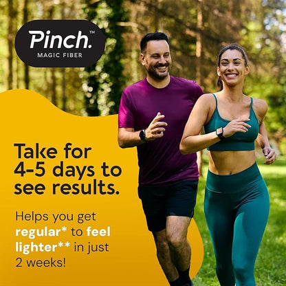 Pinch Magic Fiber | Prebiotic Fiber Supplement for Women & Men | Psyllium Husk Powder for Digestive & Gut Health Support | Keto, Vegan, Low Sugar Fiber Powder | USA-Made | Lemon Ginger, 28-Day Supply