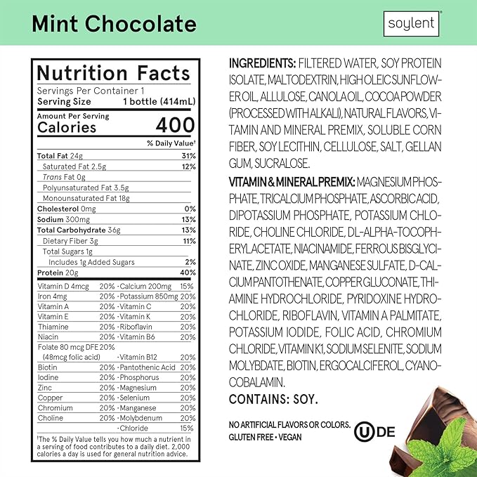 Soylent Mint Chocolate Plant Protein Meal 14 fl