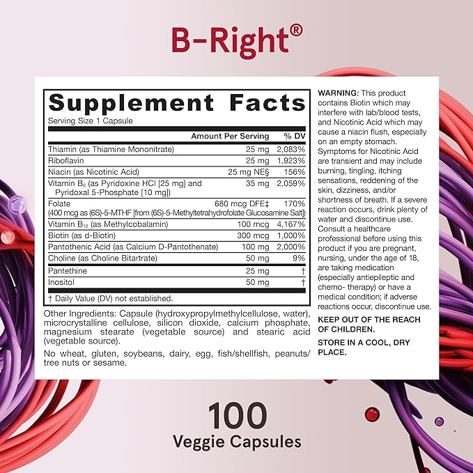 Jarrow Formulas B-Right Optimized B-Complex, Dietary 100 Veggie 100 Day 12