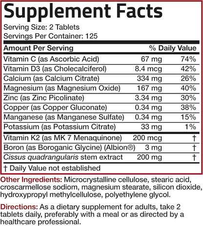 Bronson Bone Health & Strength Complex* 200 MCG K2 as MK7, Plus D3, and 250 Tablets