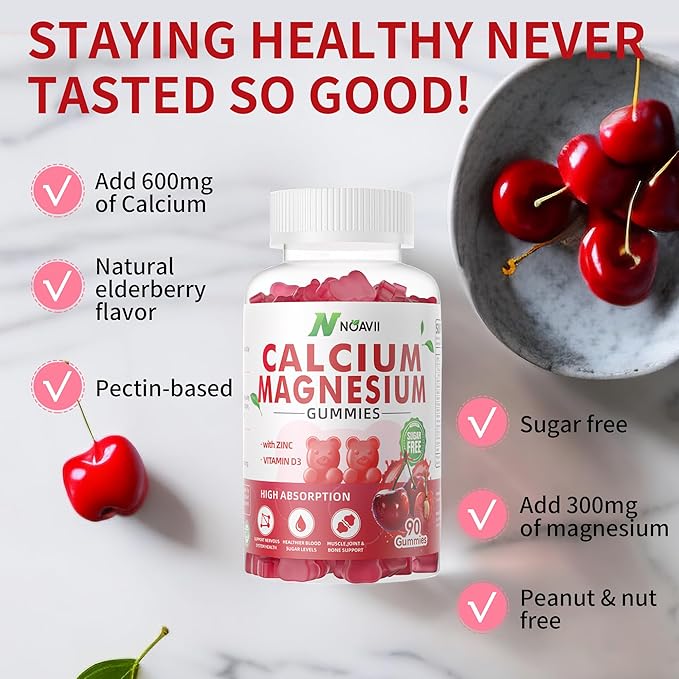 Calcium Magnesium Zinc Gummies with Vitamin D3, ashwagandha Flavor-180 Count