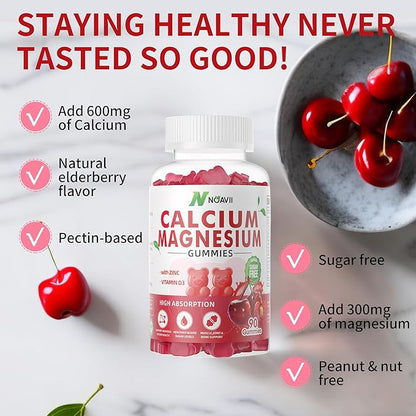 Calcium Magnesium Zinc Gummies with Vitamin D3, ashwagandha Flavor-180 Count