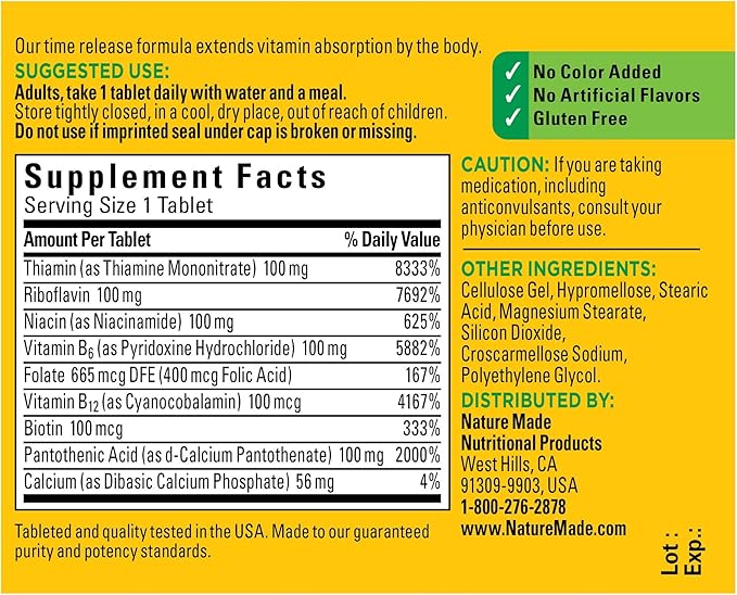 Nature Made B-100 Complex Time Release 60 Count 3)